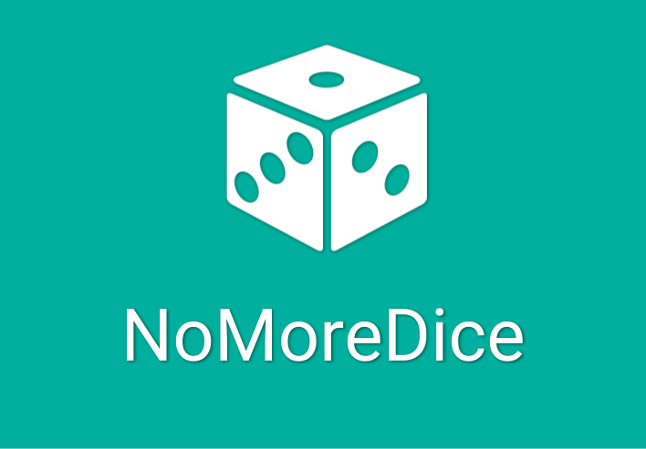 An image of the logo for the NoMoreDice mobile application